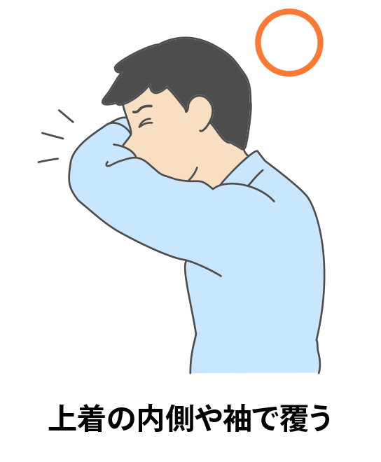 上着や内側の袖で覆う